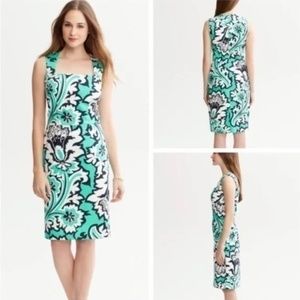 Banana Republic Milly Collection Floral Dress Size 2 Floral Square Neck